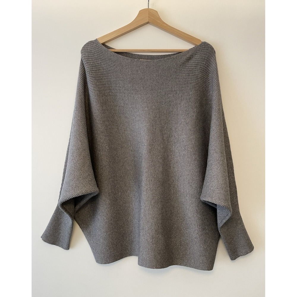 Philosophy Woman Gray-Metallic Ribbed Knit Sweater Plus Size 1X Holiday Xmas‎